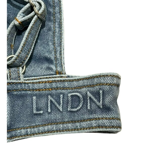 London Denim Triangle Bralette Top Medium Wash Size Medium NWT - Picture 2 of 5